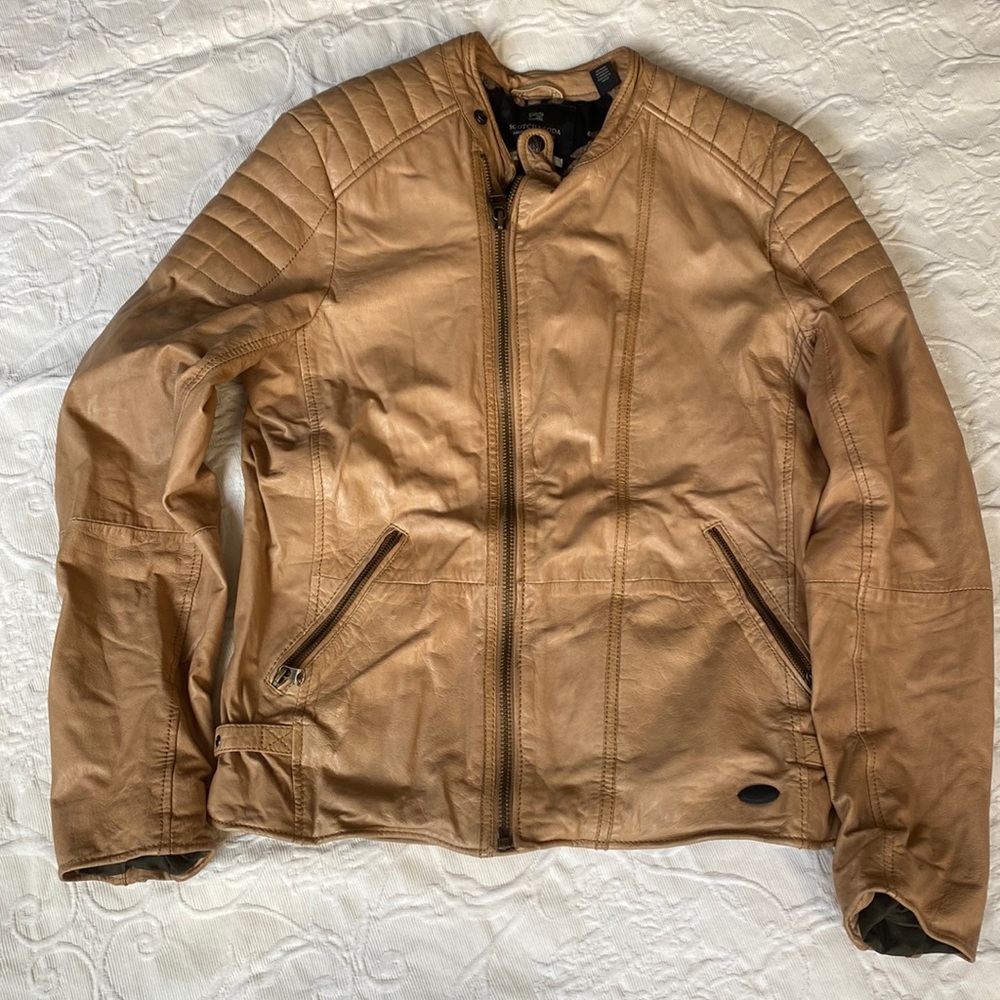 Scotch and Soda Beautiful Brown Leather Jacket